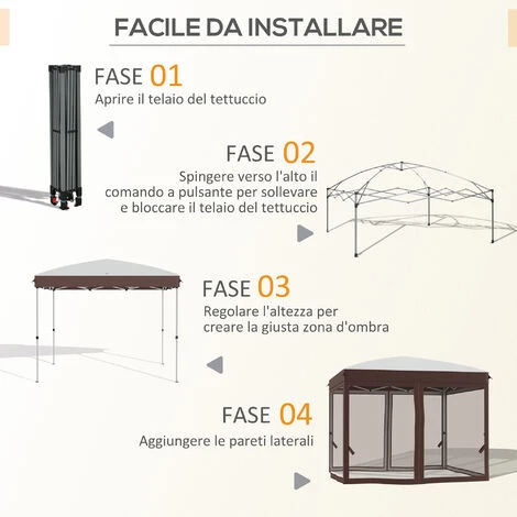 Outsunny Gazebo Da Giardino Con Zanzariera E Borsa Da Trasporto Con Ruote, 300x300x270 Cm, Color Crema 6 Outsunny Gazebo Da Giardino Con Zanzariera E Borsa Da Trasporto Con Ruote, 300x300x270 Cm, Color Crema - immagine 4