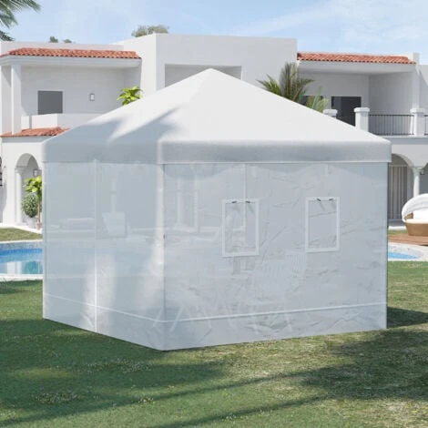 Outsunny Parete Per Gazebo 3x3 In Nylon, Set 3 Pezzi Zanzariera Con 6 Finestre E Porta Con Cerniera, 300Lx195 Cm 4 Outsunny Parete Per Gazebo 3x3 In Nylon, Set 3 Pezzi Zanzariera Con 6 Finestre E Porta Con Cerniera, 300Lx195 Cm - immagine 2