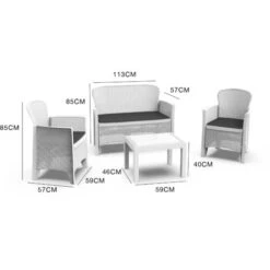 Dmora Set Salotto Da Esterno Ostuni, Set Da Giardino Con 2 Poltrone, 1 Divano Ed 1 Tavolino, Salottino Effetto Rattan Con Cuscini, 100% Made In Italy, Bianco -Giardino di Lusso 96110415 3