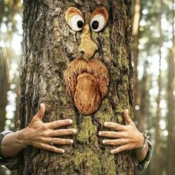 Faccia Dell'albero Del Giardino, Decorazione Della Faccia Dell'albero Del Vecchio Uomo, Facce Dell'albero Hugger In Resina Stravagante -Giardino di Lusso 96193475 3