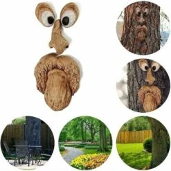Faccia Dell'albero Del Giardino, Decorazione Della Faccia Dell'albero Del Vecchio Uomo, Facce Dell'albero Hugger In Resina Stravagante -Giardino di Lusso 96193475 5