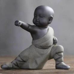 Mini Kung Fu Monaco Ornamenti Statua Di Buddha Tè Animale Zen Giardino Vassoio Da Tè Figurine Per Kung Fu Vassoio Da Tè Auto Casa Ufficio Decorazione (Grigio), -Giardino di Lusso 96196014 4