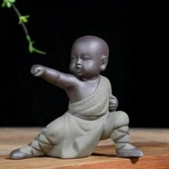 Mini Kung Fu Monaco Ornamenti Statua Di Buddha Tè Animale Zen Giardino Vassoio Da Tè Figurine Per Kung Fu Vassoio Da Tè Auto Casa Ufficio Decorazione (Grigio), -Giardino di Lusso 96196014 5