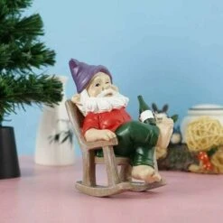 Gnomo Da Giardino Decorazione Da Giardino Per Esterni Con Statua Da Giardino In Resina Gnomo Da Giardino Divertente Umoristico Per Giardino Domestico All'aperto Bambini Ragazzi Ragazze (Sedia A Dondol -Giardino di Lusso 96205867 2