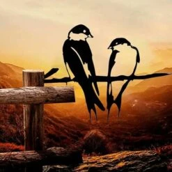 Sagoma Di Uccello In Metallo, 2 Uccelli Sul Ramo Decorazione Di Uccelli In Metallo Da Giardino In Metallo -Giardino di Lusso 96236889 5