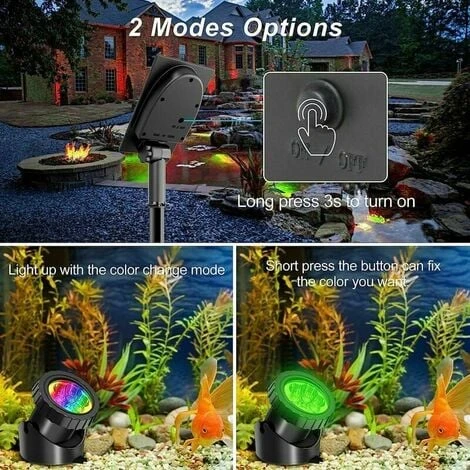 Luce Solare Per Laghetto RGB Faretto Solare Subacqueo A LED Luce Per Laghetto Con IP68 Impermeabile RGB Cambia Colore Luce Del Paesaggio Luce Da Giardino Per Cortile Patio Albero 4 Luce Solare Per Laghetto RGB Faretto Solare Subacqueo A LED Luce Per Laghetto Con IP68 Impermeabile RGB Cambia Colore Luce Del Paesaggio Luce Da Giardino Per Cortile Patio Albero - immagine 2