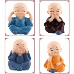 LITZEE Statua Di Buddha Piccola Statua Di Buddha Per Auto Buddista 4 Monaci Buddisti In Resina Statua Di Buddha Monaco Buddista Decorazione Domestica -Giardino di Lusso 96300520 3