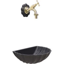 Fontana A Muro Mod. Conchiglia Colore Grigio Ghisa Con Rubinetto Cod. 303/L In Ottone Per Casa Giardino Scegli Il Rubinetto: Ottone Lucido