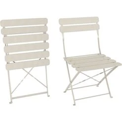 Set Bistrot 2 Sedie Con Tavolino Pieghevole Salvaspazio Salottino Salotto In Acciaio Per Patio Giardino Balcone Veranda Esterno Piscina Terrazzo Arredo Design Retro Industrial Beige -Giardino di Lusso 96446025 5