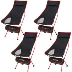 WOLTU Sedia Da Campeggio Pieghevole. Set 4. Sedia Da Esterno Giardino. Sedia Camping Portatile Leggera. Sedia Da Pesca. Nero+Rosso
