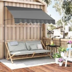 WOLTU Tenda Da Sole Per Esterno. Tenda Parasole Senza Perforazione. Telo Ombreggiante Con Manovella. Altezza Regolabile. Per Balcone. Veranda. Terrazza. 300 Cm. Grigio Carbone