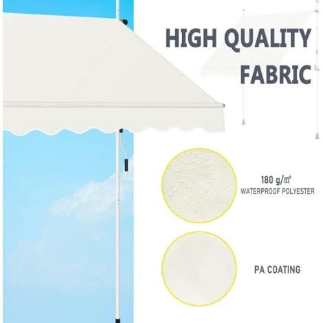 WOLTU Tenda Da Sole Per Esterno. Tenda Parasole Senza Perforazione. Telo Ombreggiante Con Manovella. Altezza Regolabile. Per Balcone. Veranda. Terrazza. 200 Cm. Beige 6 WOLTU Tenda Da Sole Per Esterno. Tenda Parasole Senza Perforazione. Telo Ombreggiante Con Manovella. Altezza Regolabile. Per Balcone. Veranda. Terrazza. 200 Cm. Beige - immagine 4