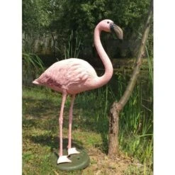 Fenicottero Flamingo Rosa Con Base H. 90 Cm Decorazione Da Giardino In Plastica -Giardino di Lusso 9671017 3