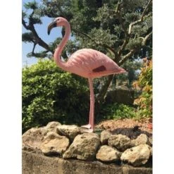 Fenicottero Flamingo Rosa Con Base H. 90 Cm Decorazione Da Giardino In Plastica -Giardino di Lusso 9671017 4