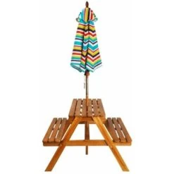 Nova Tavolo Picnic Per Bambini Con Ombrellone 79x90x60cm In Acacia -Giardino di Lusso 96778296 3