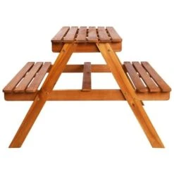Nova Tavolo Picnic Per Bambini Con Ombrellone 79x90x60cm In Acacia -Giardino di Lusso 96778296 5