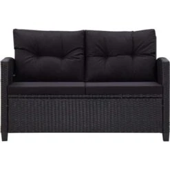 Nova Divano Da Giardino A 2 Posti Da 124cm In Polyrattan Con Cuscini Vari Colori Colore : Nero -Giardino di Lusso 96778428 2