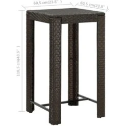 Nova Tavolo Da Bar Da Giardino 60,5x60,5x110,5 Cm In Robusto Polyrattan Vari Colori Colore : Marrone -Giardino di Lusso 96778479 5