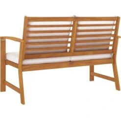 Nova Panca Da Giardino 120 Cm In Legno Di Acacia Con Cuscini Vari Colori Colore : Crema -Giardino di Lusso 96778971 4