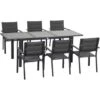 Outsunny Set Da Giardino Con Tavolo Allungabile In Vetro E 6 Sedie Con Seduta Traspirante, Grigio Scuro -Giardino di Lusso 96925708 1