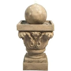 Teamson Home Fontana D'Acqua Bacino Sfera A 2 Livelli Con Luci E Pompa Per Esterni E Giardino, Ornamento Zen A Cascata Per Interni, Decorazione Del Patio