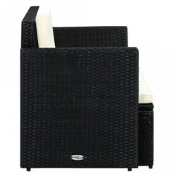 Divano Da Giardino A 2 Posti Con Cuscini In Polyrattan Nero -Giardino di Lusso 97208527 3