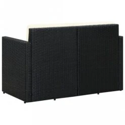 Divano Da Giardino A 2 Posti Con Cuscini In Polyrattan Nero -Giardino di Lusso 97208527 4