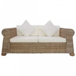 Divano A 2 Posti Con Cuscini In Rattan Naturale -Giardino di Lusso 97212338 3