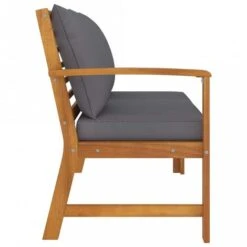 Panca Da Giardino 114,5cm Con Cuscino Grigio Massello Di Acacia -Giardino di Lusso 97213740 3