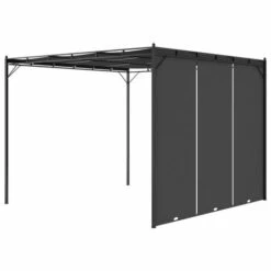 Gazebo Da Giardino Con Tenda Laterale 3x3x2,25 M Antracite -Giardino di Lusso 97215443 4