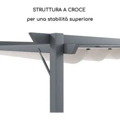 Gazebo Pergola 3 X 3 M Pergolato Con Telo Impermeabile Retrattile Richiudibile Struttura In Acciaio Per Giardino Terrazzo Piscina Esterno Fiere Campeggio Design Elegante Moderno Koloa Colore Beige -Giardino di Lusso 97782094 5
