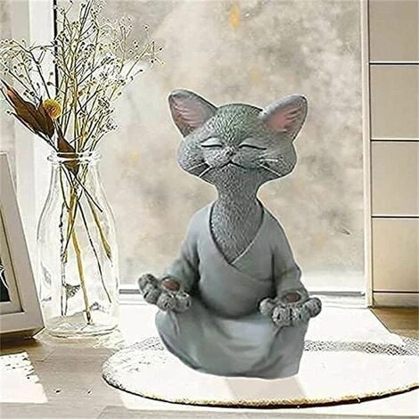 Statua Di Meditazione Statua Di Gatto Zen Yoga Decorazione Figura Resina Meditazione Yoga Decor Feng Shui Ornamento Scultura Collezione Craft Prato Giardino Decor (Grigio) 5 Statua Di Meditazione Statua Di Gatto Zen Yoga Decorazione Figura Resina Meditazione Yoga Decor Feng Shui Ornamento Scultura Collezione Craft Prato Giardino Decor (Grigio) - immagine 3