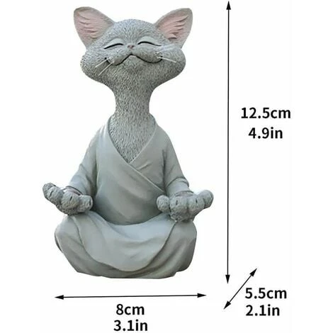 Statua Di Meditazione Statua Di Gatto Zen Yoga Decorazione Figura Resina Meditazione Yoga Decor Feng Shui Ornamento Scultura Collezione Craft Prato Giardino Decor (Grigio) 6 Statua Di Meditazione Statua Di Gatto Zen Yoga Decorazione Figura Resina Meditazione Yoga Decor Feng Shui Ornamento Scultura Collezione Craft Prato Giardino Decor (Grigio) - immagine 4