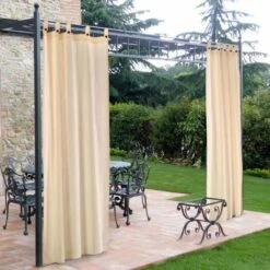 Tende A Bretelle In Cotone Per Gazebi - Colore Ecru - FERLIVING 160x270h Cm