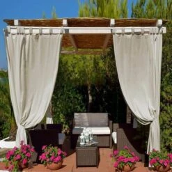 Tende A Bretelle In Cotone Per Gazebi - Colore Ecru - FERLIVING 160x270h Cm -Giardino di Lusso 97895544 3