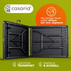 CASARIA® Tavolo Da Giardino 183x76 Cm Pieghevole In Plastica Portatile 8 Persone Tavolo Da Esterno Terrazza Campeggio Balcone Tavolo Buffet Richiudibile Antracite -Giardino di Lusso 98063052 5