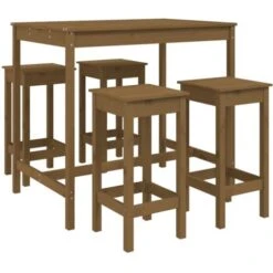 Set Bar Da Giardino 5 Pz Miele In Legno Massello Di Pino VidaXL