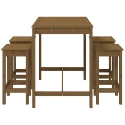 Set Bar Da Giardino 5 Pz Miele In Legno Massello Di Pino VidaXL -Giardino di Lusso 98279499 5