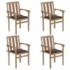Sedie Da Giardino Impilabili Con Cuscini 4 Pz Massello Di Teak -Giardino di Lusso 98403507 1