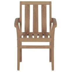 Sedie Da Giardino Impilabili Con Cuscini 4 Pz Massello Di Teak -Giardino di Lusso 98403507 5