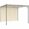 Gazebo Da Giardino Con Tenda Laterale 3x3x2,25m Crema -Giardino di Lusso 98403551 1