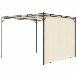 Gazebo Da Giardino Con Tenda Laterale 3x3x2,25m Crema -Giardino di Lusso 98403551 4