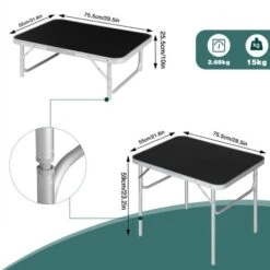 WOLTU Tavolo Da Campeggio Portatile. Tavolo Pieghevole Da Esterno Per Picnic Giardino Balcone. Altezza Regolabile In MDF. Nero -Giardino di Lusso 98414519 3