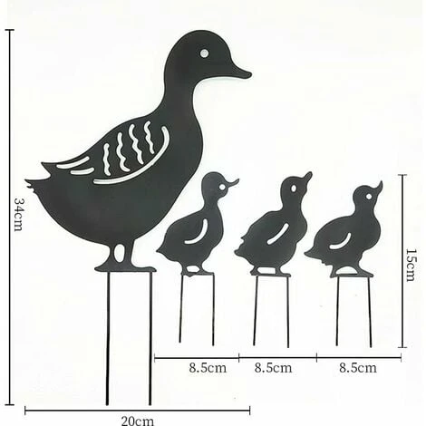 Decorazione Da Giardino In Metallo Per Esterni, Duck Yard Art Garden Statue In Metallo Decorazione Da Giardino Decorativa Prato Sentiero Marciapiede Giardino - Stile Retrò Europeo (4 Pezzi) (Nero, Ana 4 Decorazione Da Giardino In Metallo Per Esterni, Duck Yard Art Garden Statue In Metallo Decorazione Da Giardino Decorativa Prato Sentiero Marciapiede Giardino - Stile Retrò Europeo (4 Pezzi) (Nero, Ana - immagine 2