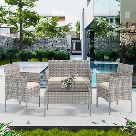 Arreditaly Set Di Mobili Da Giardino Salotto Salottino In Rattan 4 Posti Con Tavolino E Ripiano In Vetro 2 Poltrone E Divano 2 Posti Per Giardino Esterno Piscina Cuscini Sfoderabili (Grigio) 4 Arreditaly Set Di Mobili Da Giardino Salotto Salottino In Rattan 4 Posti Con Tavolino E Ripiano In Vetro 2 Poltrone E Divano 2 Posti Per Giardino Esterno Piscina Cuscini Sfoderabili (Grigio) - immagine 2
