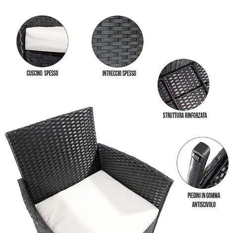 Arreditaly Set Di Mobili Da Giardino Salotto Salottino In Rattan 4 Posti Con Tavolino E Ripiano In Vetro 2 Poltrone E Divano 2 Posti Per Giardino Esterno Piscina Cuscini Sfoderabili (Grigio) 5 Arreditaly Set Di Mobili Da Giardino Salotto Salottino In Rattan 4 Posti Con Tavolino E Ripiano In Vetro 2 Poltrone E Divano 2 Posti Per Giardino Esterno Piscina Cuscini Sfoderabili (Grigio) - immagine 3