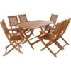 Set Da Pranzo Da Giardino Esterno 6 Sedie 1 Tavolo 6 Posti Pieghevole Portatile In Legno Naturale Massello Di Acacia Mobili Da Pranzo Terrazzo Balcone Piscina Veranda Patio Camping 160 X 85 X 74 Cm -Giardino di Lusso 98483632 1