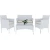 Arreditaly Set Di Mobili Da Giardino Salotto Salottino In Rattan 4 Posti Con Tavolino E Ripiano In Vetro 2 Poltrone E Divano 2 Posti Per Giardino Esterno Piscina Cuscini Sfoderabili (Bianco) -Giardino di Lusso 98545811 1
