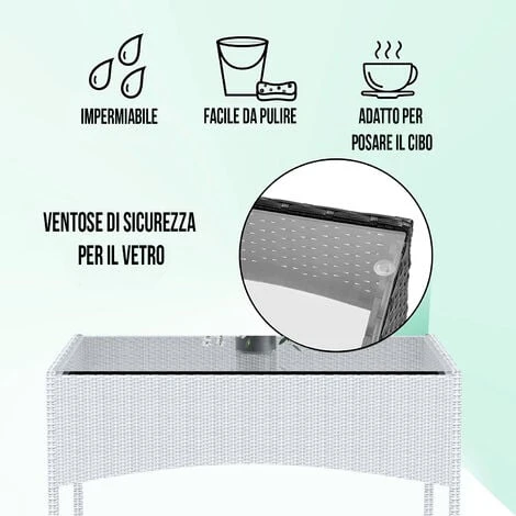 Arreditaly Set Di Mobili Da Giardino Salotto Salottino In Rattan 4 Posti Con Tavolino E Ripiano In Vetro 2 Poltrone E Divano 2 Posti Per Giardino Esterno Piscina Cuscini Sfoderabili (Bianco) 6 Arreditaly Set Di Mobili Da Giardino Salotto Salottino In Rattan 4 Posti Con Tavolino E Ripiano In Vetro 2 Poltrone E Divano 2 Posti Per Giardino Esterno Piscina Cuscini Sfoderabili (Bianco) - immagine 4