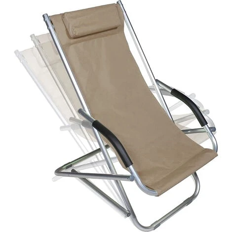 Coppia Di Sedie A Sdraio Oscillante Poltrona Pieghevole In Alluminio Tubolare Ossidato E Tessuto Traspirante 600D Portatile Leggera Mare Spiaggia Camping Campeggio 73 X 90 X 60 Cm (Beige) 4 Coppia Di Sedie A Sdraio Oscillante Poltrona Pieghevole In Alluminio Tubolare Ossidato E Tessuto Traspirante 600D Portatile Leggera Mare Spiaggia Camping Campeggio 73 X 90 X 60 Cm (Beige) - immagine 2